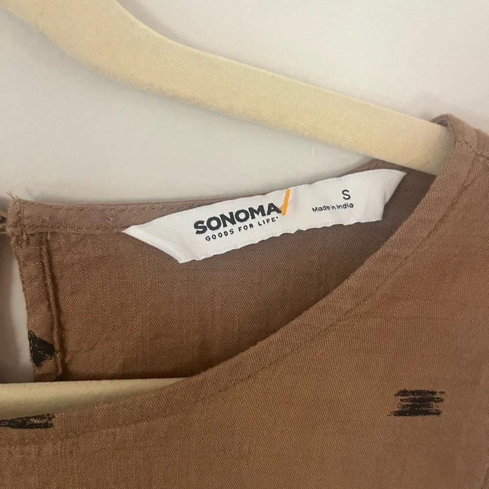 Cottagecore Brown Sleeveless Printed Cotton Top - Picture 3 of 5